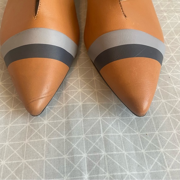 Charles & Keith Striped Pointed Toe Kitten Heel Flat 37 - Picture 3 of 8